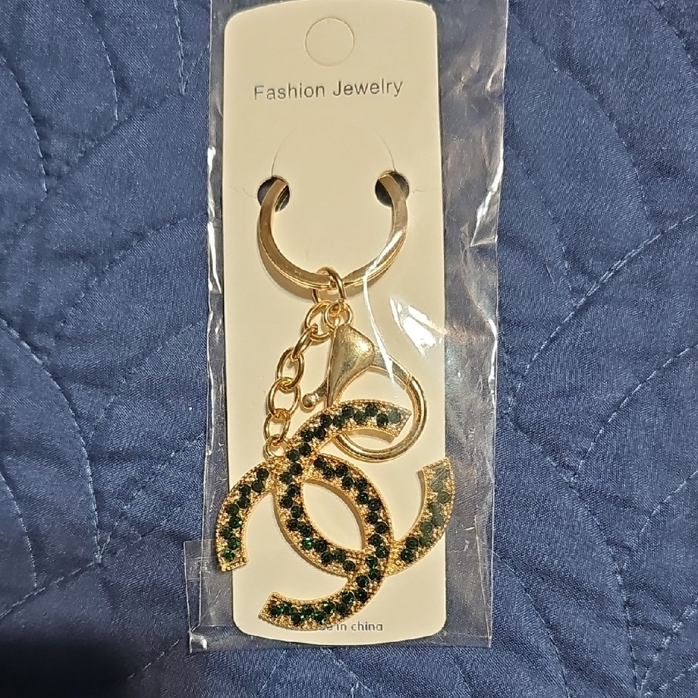 Unbranded Gold and Green Keychain Bag Charm New